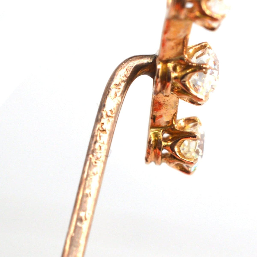 Edwardian 15ct Gold Three Stone Diamond Tie Pin | Parkin and Gerrish | Antique & Vintage Jewellery