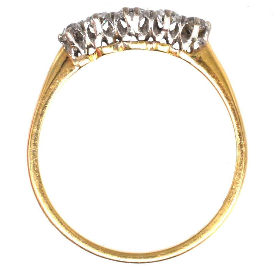 Edwardian 18ct Gold and Platinum, Five Stone Diamond Ring | Parkin and Gerrish | Antique & Vintage Jewellery