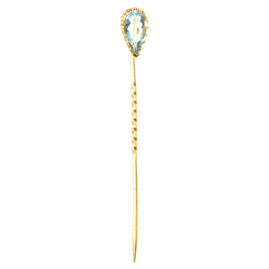 Edwardian 18ct Gold Aquamarine Tie Pin | Parkin and Gerrish | Antique & Vintage Jewellery