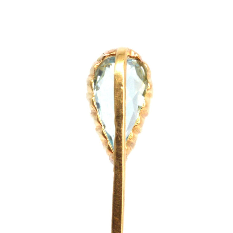 Edwardian 18ct Gold Aquamarine Tie Pin | Parkin and Gerrish | Antique & Vintage Jewellery