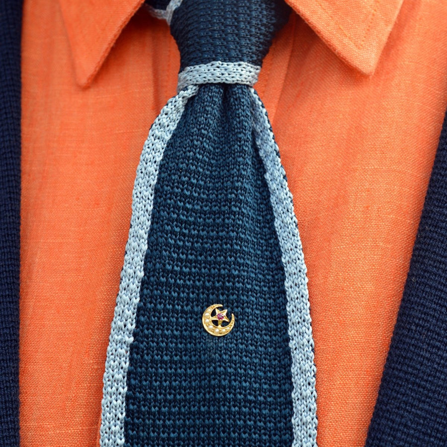 Edwardian 18ct Gold Crescent Moon and Star Tie Pin | Parkin and Gerrish | Antique & Vintage Jewellery