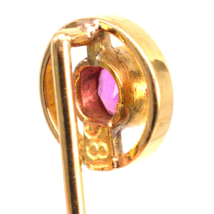 Edwardian 18ct Gold Ruby Tie Pin | Parkin and Gerrish | Antique & Vintage Jewellery