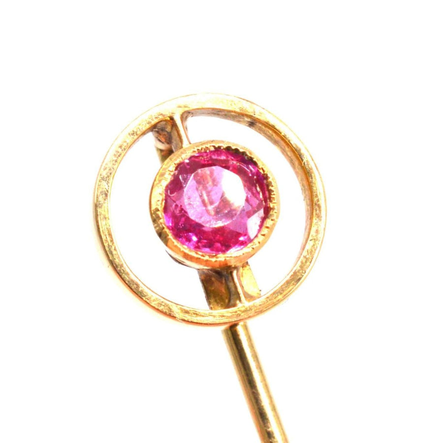 Edwardian 18ct Gold Ruby Tie Pin | Parkin and Gerrish | Antique & Vintage Jewellery