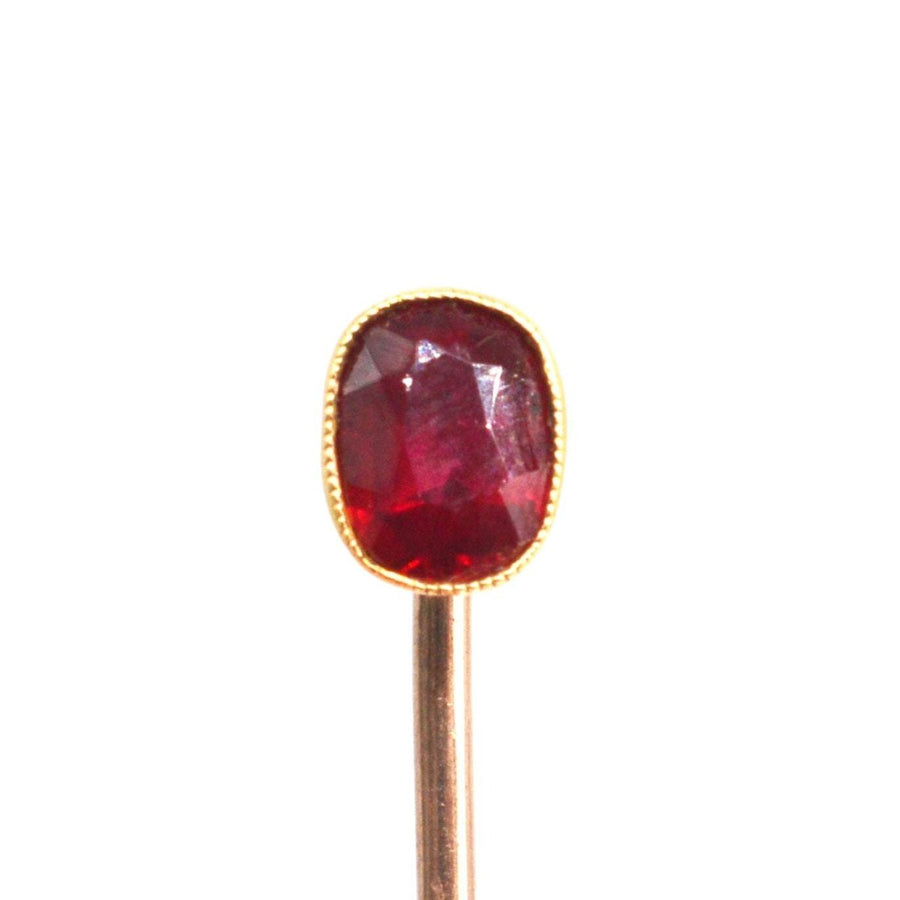 Edwardian 18ct Gold Ruby Tie Pin | Parkin and Gerrish | Antique & Vintage Jewellery