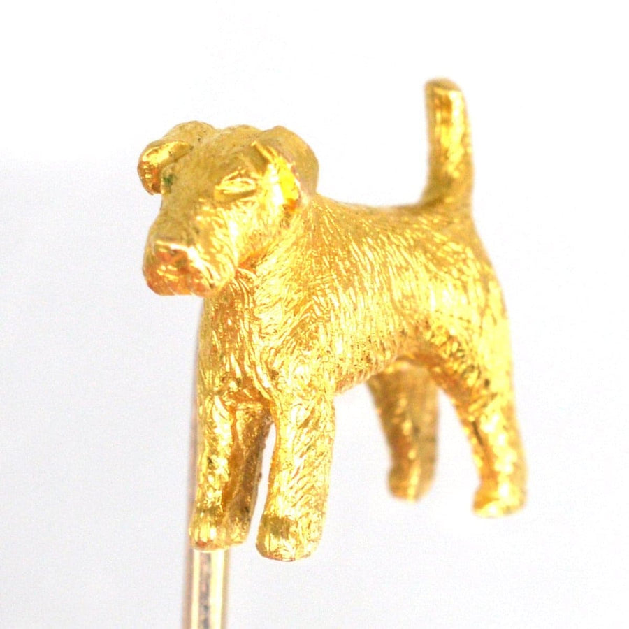 Edwardian 18ct Gold Terrier Dog Tie Pin | Parkin and Gerrish | Antique & Vintage Jewellery