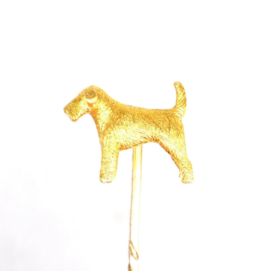 Edwardian 18ct Gold Terrier Dog Tie Pin | Parkin and Gerrish | Antique & Vintage Jewellery