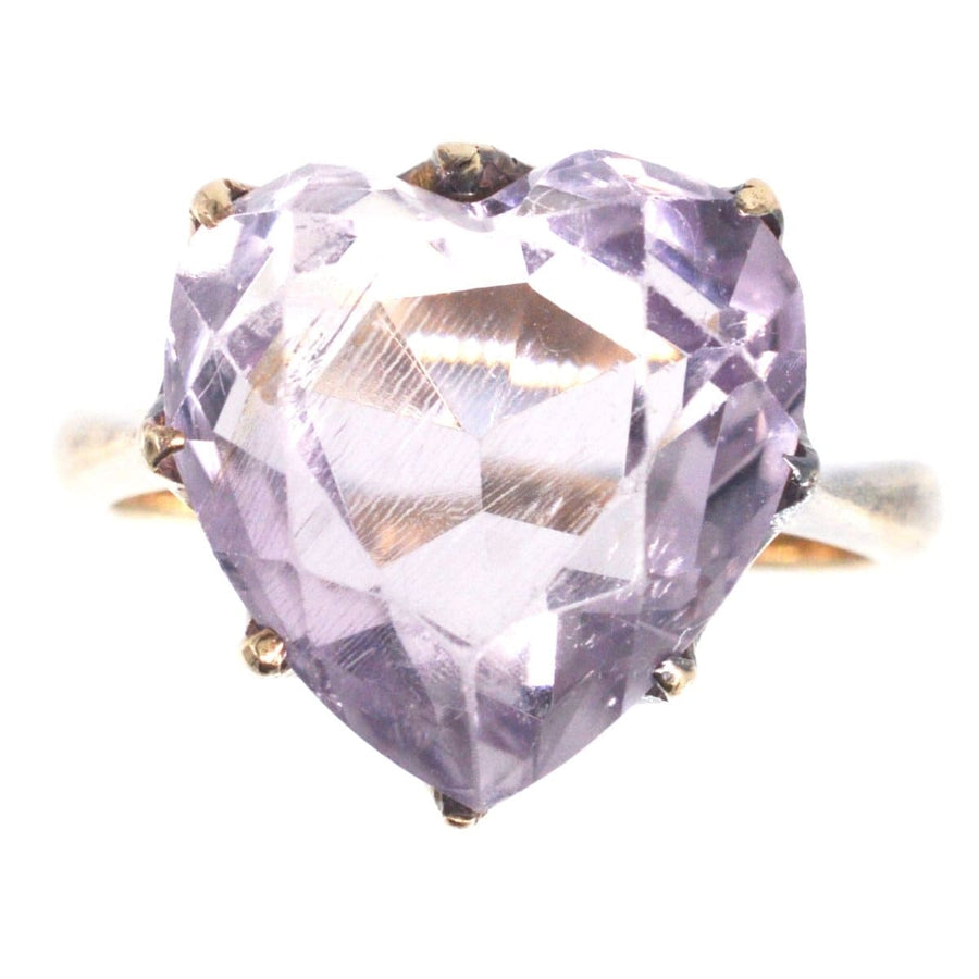 Edwardian 9ct Gold Amethyst Heart Shaped Ring | Parkin and Gerrish | Antique & Vintage Jewellery