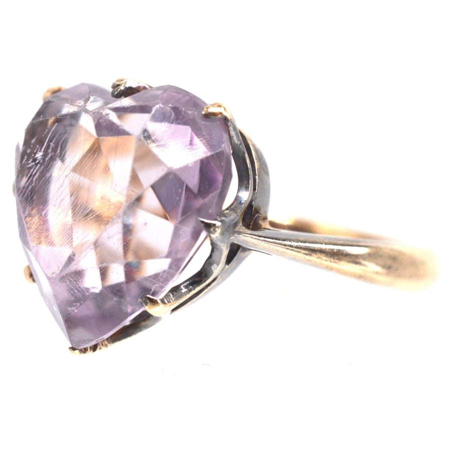 Edwardian 9ct Gold Amethyst Heart Shaped Ring | Parkin and Gerrish | Antique & Vintage Jewellery