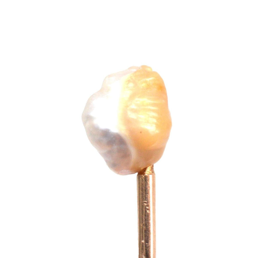 Edwardian 9ct Gold Baroque Pearl Tie Pin | Parkin and Gerrish | Antique & Vintage Jewellery