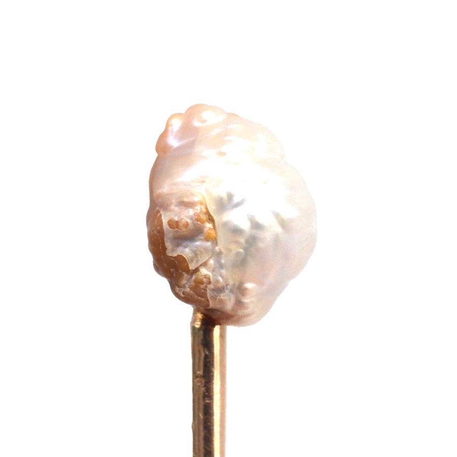 Edwardian 9ct Gold Baroque Pearl Tie Pin | Parkin and Gerrish | Antique & Vintage Jewellery