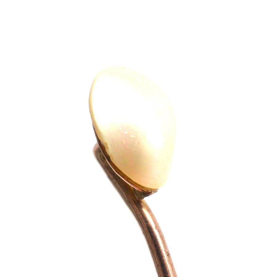 Edwardian 9ct Gold Blister Pearl Tie Pin | Parkin and Gerrish | Antique & Vintage Jewellery