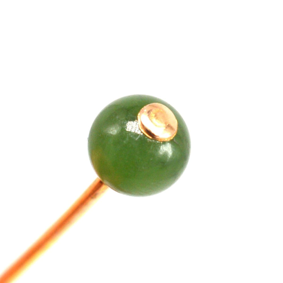 Edwardian 9ct Gold Nephrite Jade Tie Pin | Parkin and Gerrish | Antique & Vintage Jewellery