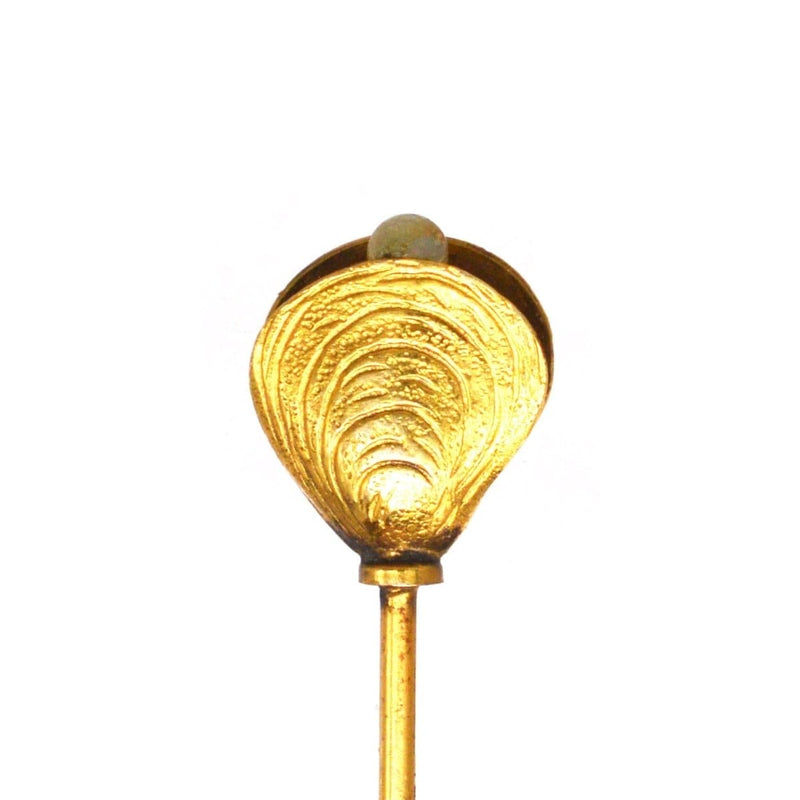愛德華時代 9ct 金牡蠣殼與珍珠帽針