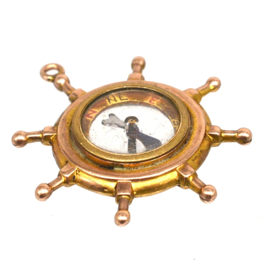 Edwardian 9ct Gold Ship Wheel Compass Pendant | Parkin and Gerrish | Antique & Vintage Jewellery