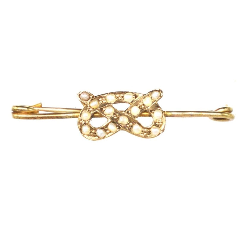 Edwardian 9ct Gold Stafford Knot / Lover's Knot Bar Brooch