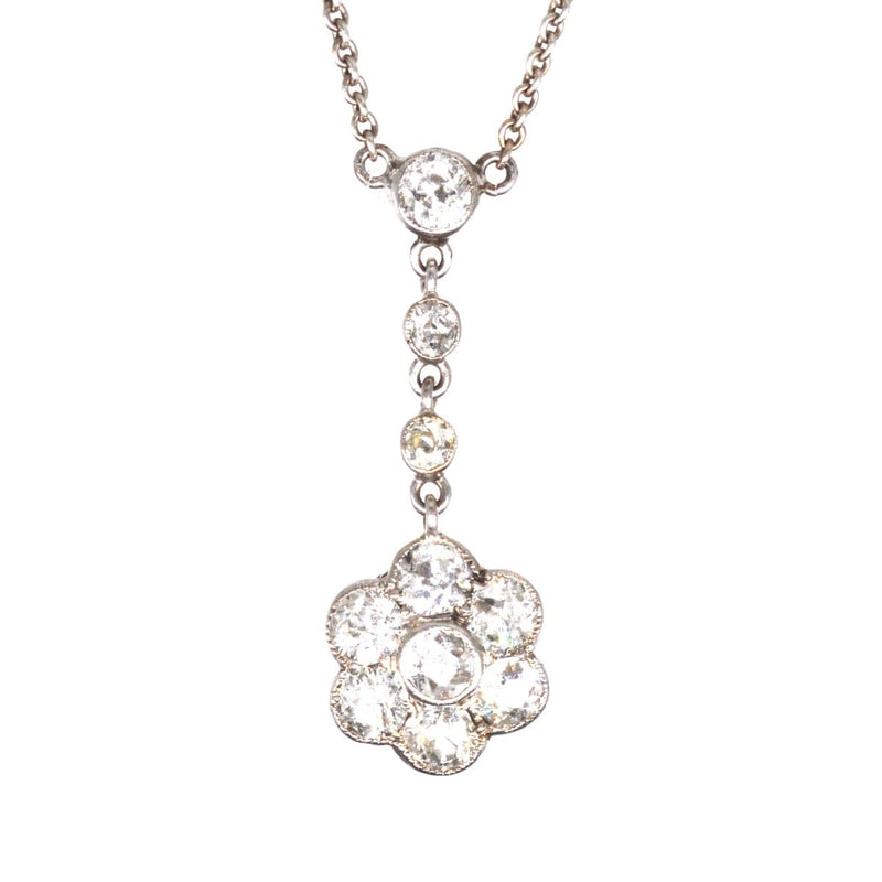 Collier pendentif en platine et diamants de style édouardien