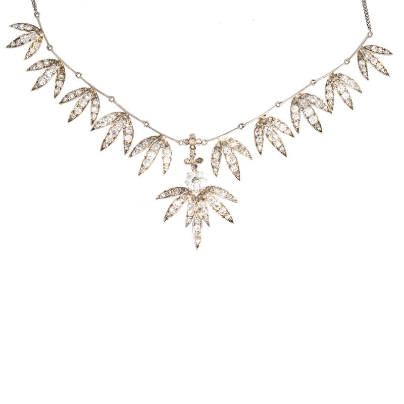 Edwardian Silver and Platinum, Diamond Semi-Fringe Necklace
