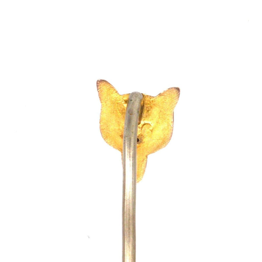 Edwardian Small 9ct Gold Fox Head Tie Pin | Parkin and Gerrish | Antique & Vintage Jewellery