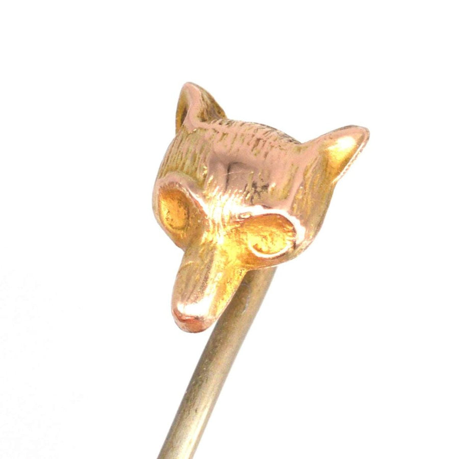 Edwardian Small 9ct Gold Fox Head Tie Pin | Parkin and Gerrish | Antique & Vintage Jewellery