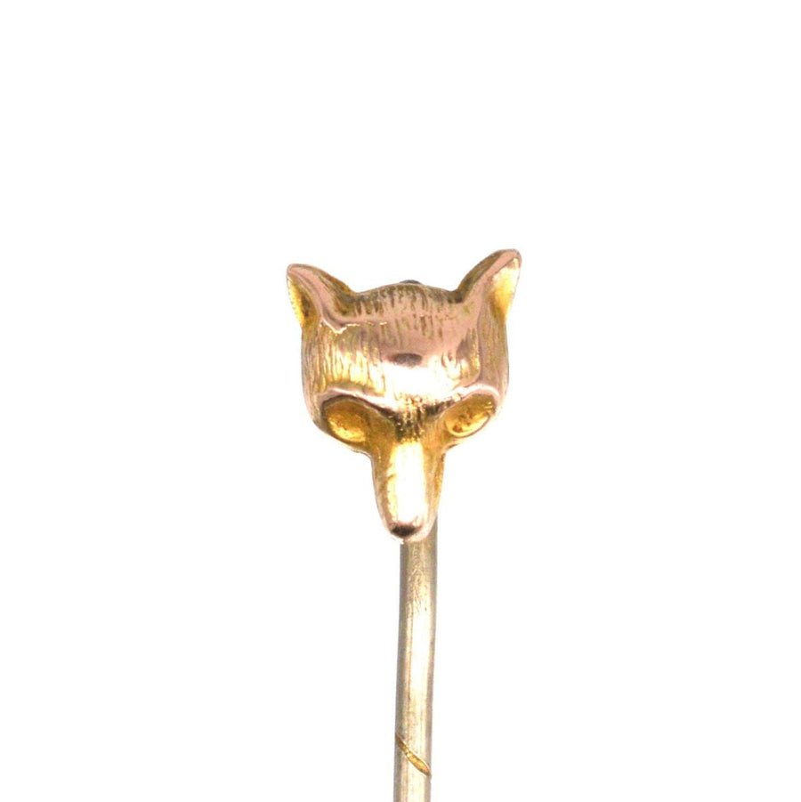 Edwardian Small 9ct Gold Fox Head Tie Pin | Parkin and Gerrish | Antique & Vintage Jewellery