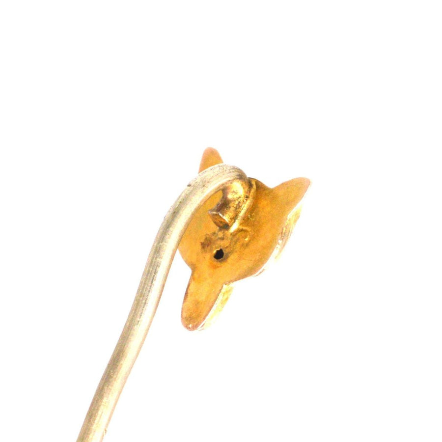 Edwardian Small 9ct Gold Fox Head Tie Pin | Parkin and Gerrish | Antique & Vintage Jewellery