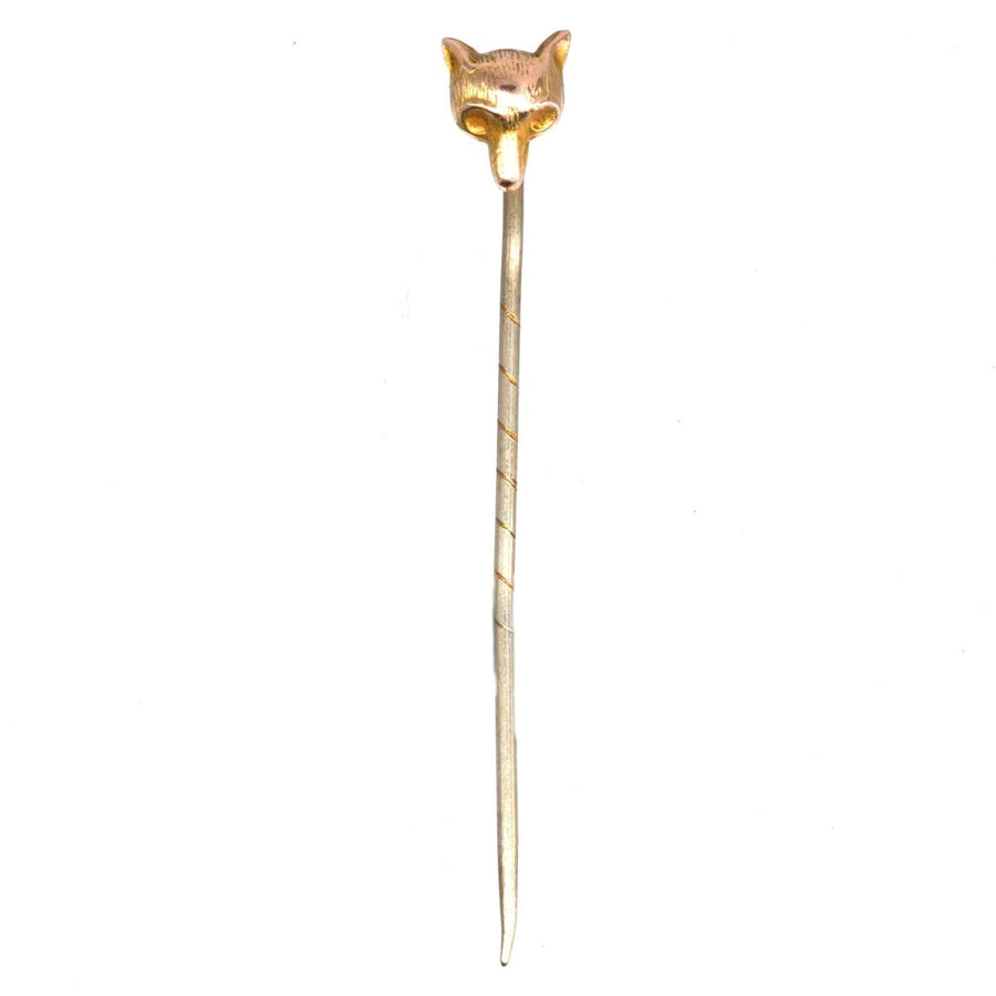 Edwardian Small 9ct Gold Fox Head Tie Pin | Parkin and Gerrish | Antique & Vintage Jewellery