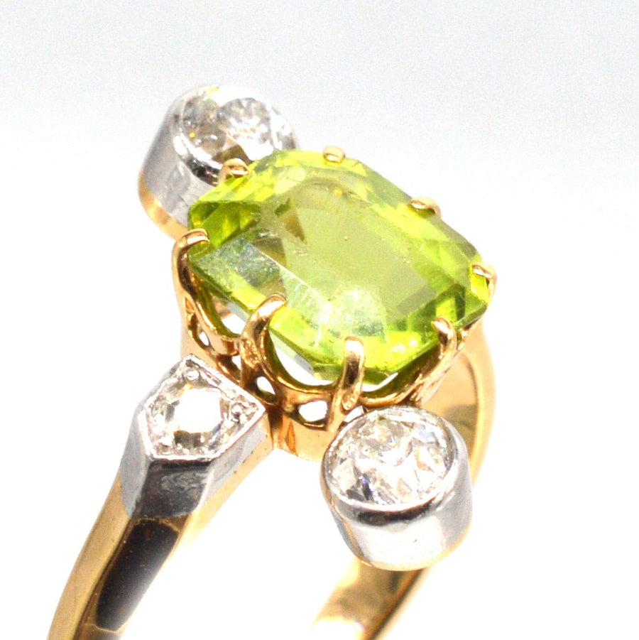 French Belle Epoque Peridot and Diamond Ring | Parkin and Gerrish | Antique & Vintage Jewellery