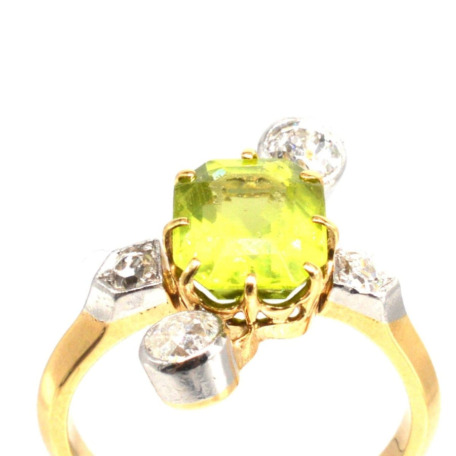 French Belle Epoque Peridot and Diamond Ring | Parkin and Gerrish | Antique & Vintage Jewellery