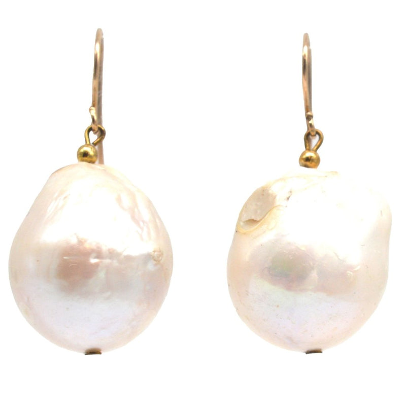 Large 9ct Gold Baroque Pearl Earrings