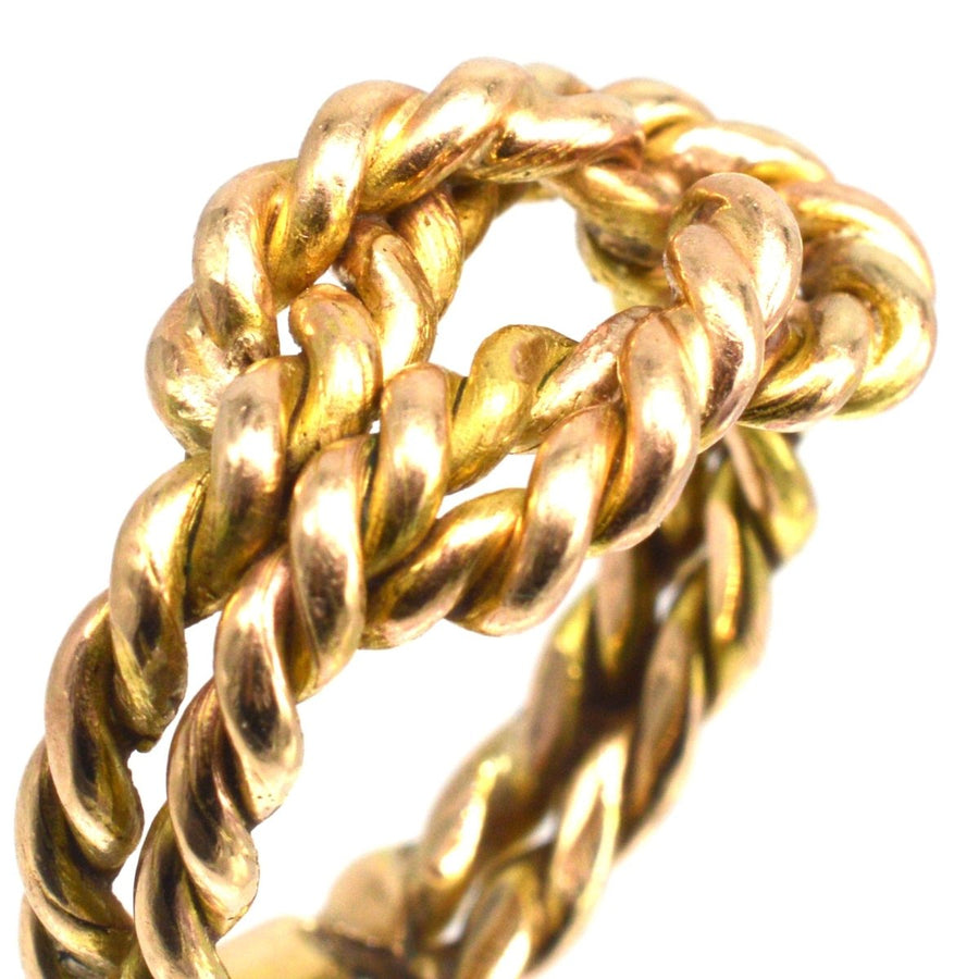 Large Victorian 9ct Gold Rope Lover's Knot Ring | Parkin and Gerrish | Antique & Vintage Jewellery