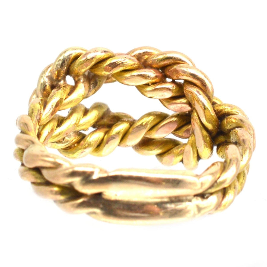 Large Victorian 9ct Gold Rope Lover's Knot Ring | Parkin and Gerrish | Antique & Vintage Jewellery