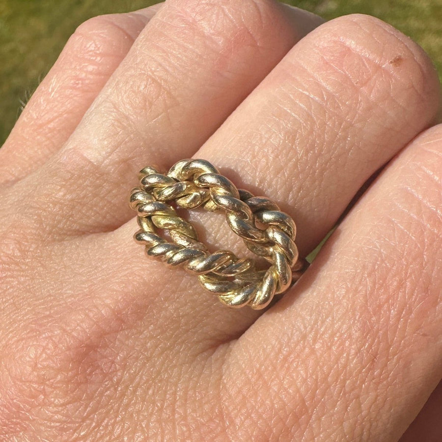 Large Victorian 9ct Gold Rope Lover's Knot Ring | Parkin and Gerrish | Antique & Vintage Jewellery