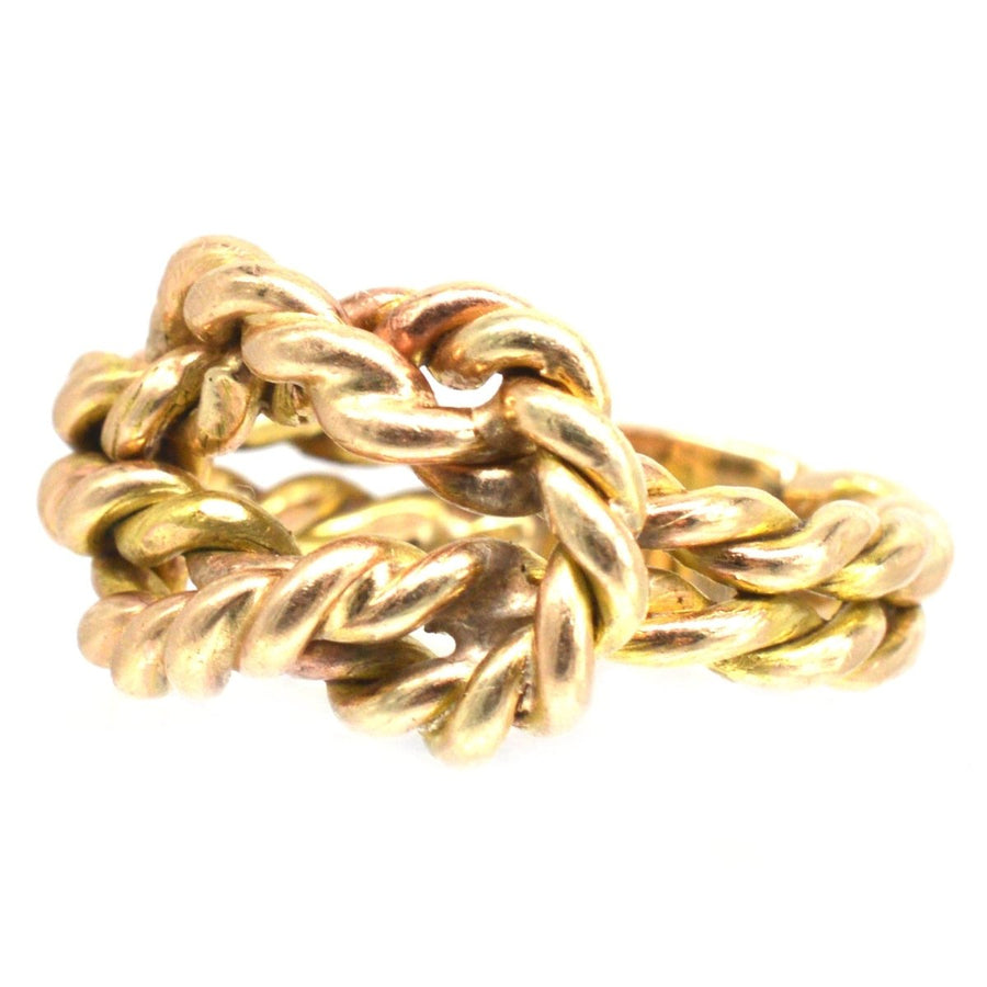 Large Victorian 9ct Gold Rope Lover's Knot Ring | Parkin and Gerrish | Antique & Vintage Jewellery