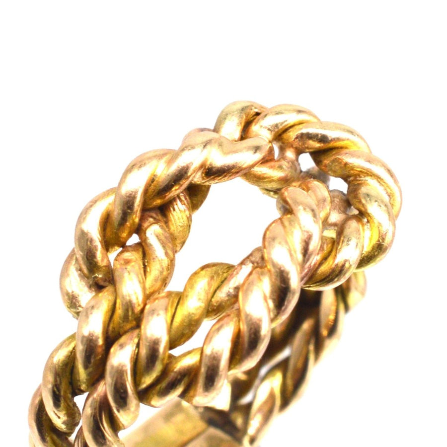 Large Victorian 9ct Gold Rope Lover's Knot Ring | Parkin and Gerrish | Antique & Vintage Jewellery