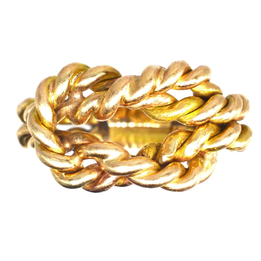 Large Victorian 9ct Gold Rope Lover's Knot Ring | Parkin and Gerrish | Antique & Vintage Jewellery