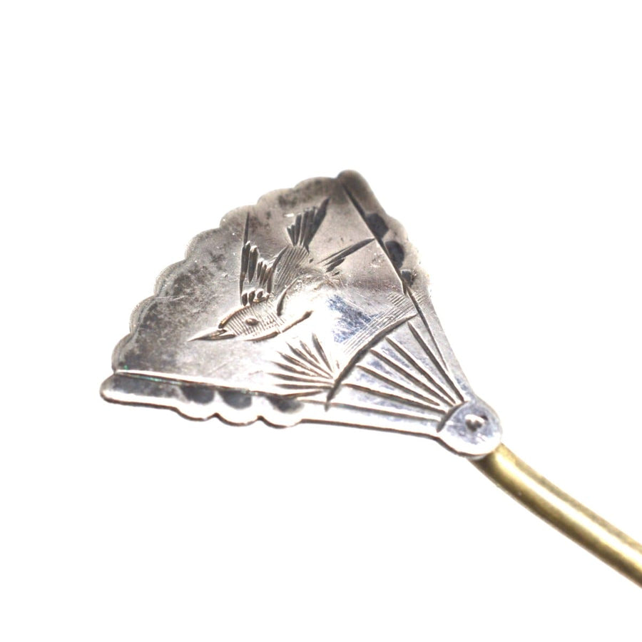 Late 19th Century Aesthetic Period Bird Fan Tie Pin | Parkin and Gerrish | Antique & Vintage Jewellery