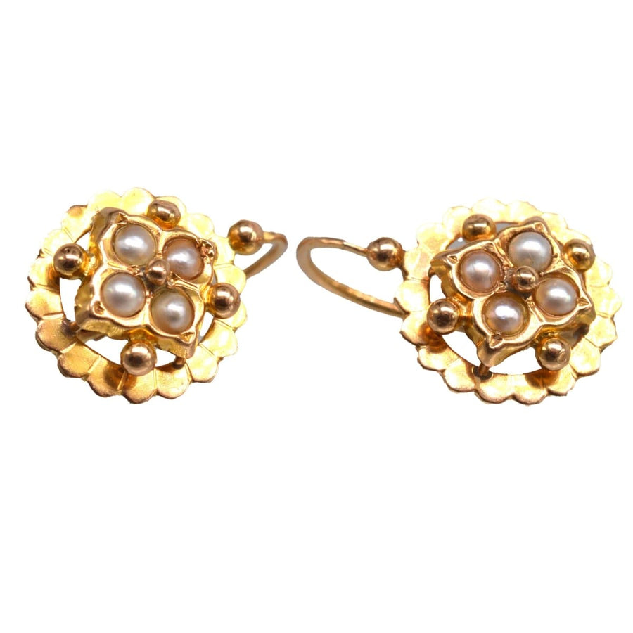 Late 19th Century French Gold and Pearl Dormeuses Earrings | Parkin and Gerrish | Antique & Vintage Jewellery