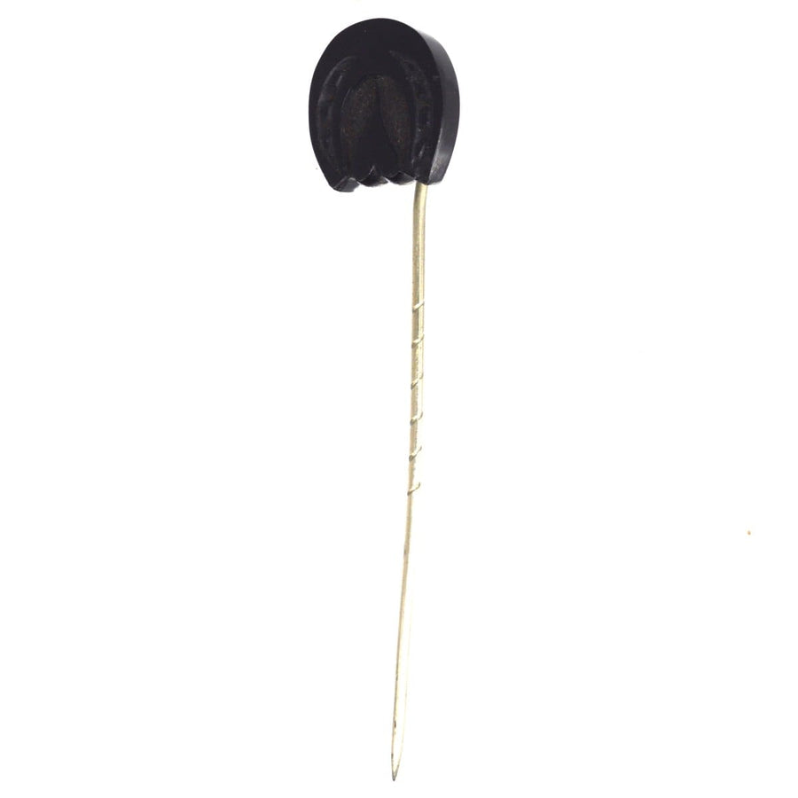 Late Victorian Whitby Jet Horseshoe Tie Pin | Parkin and Gerrish | Antique & Vintage Jewellery