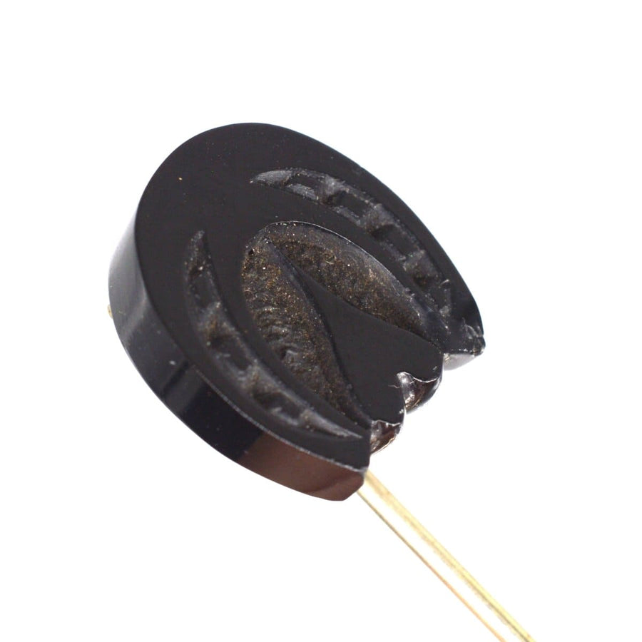 Late Victorian Whitby Jet Horseshoe Tie Pin | Parkin and Gerrish | Antique & Vintage Jewellery
