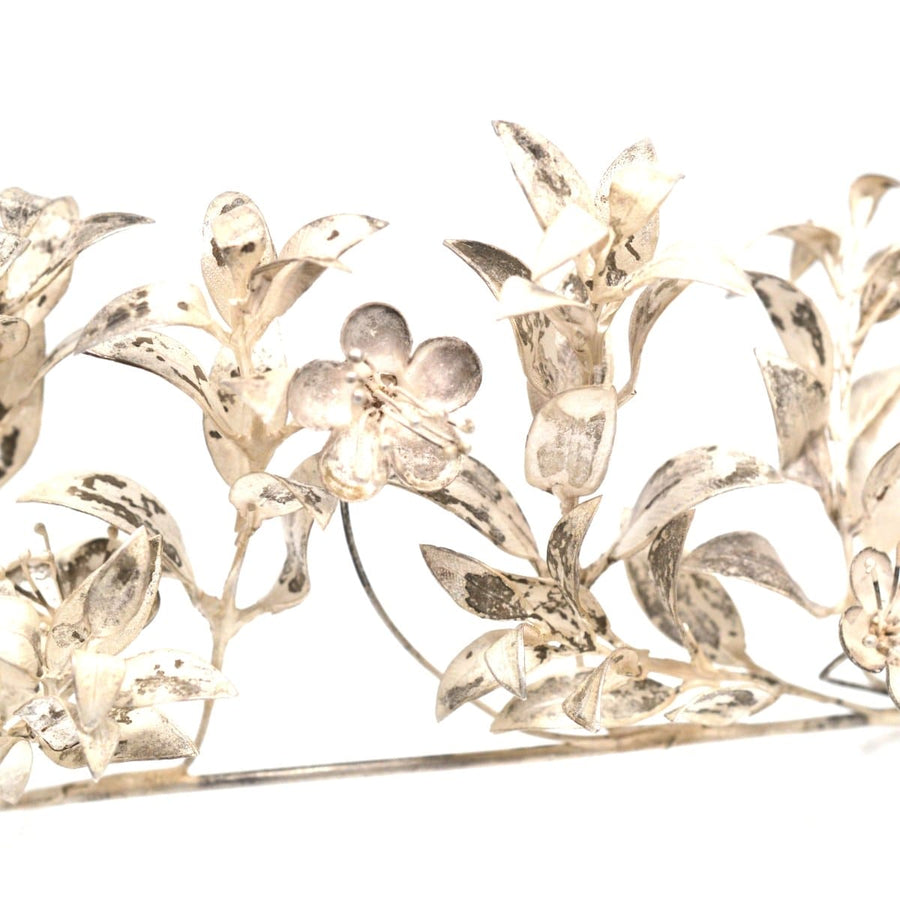 Mid 19th Century Victorian Silver Leaf Marriage Tiara and Matching Corsage Pin Brooch | Parkin and Gerrish | Antique & Vintage Jewellery