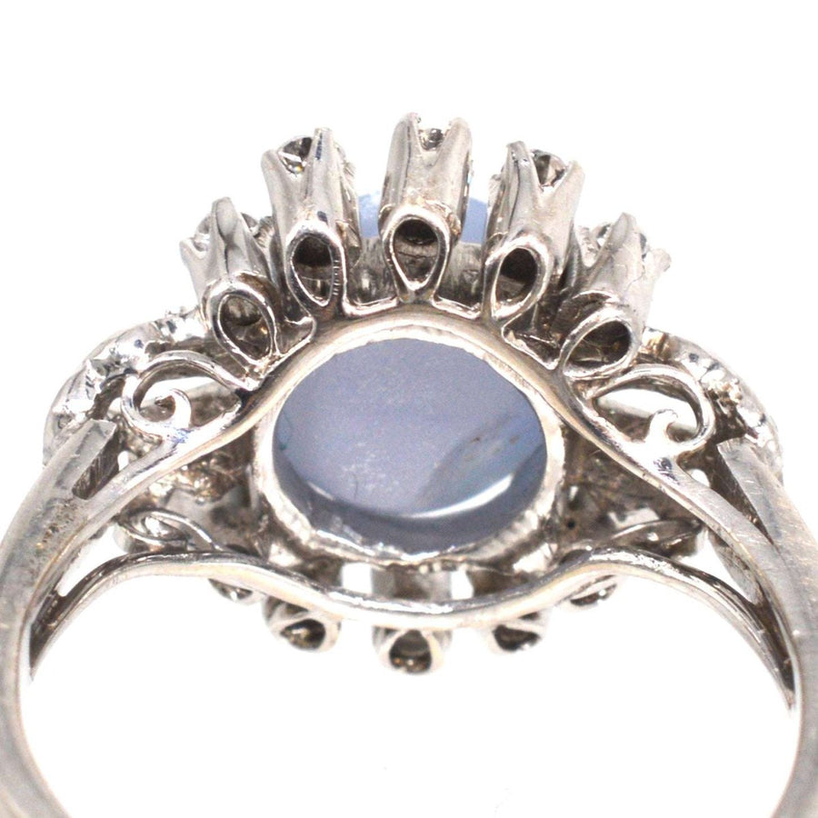 Mid Century 18ct White Gold Star Sapphire and Diamond Ring | Parkin and Gerrish | Antique & Vintage Jewellery