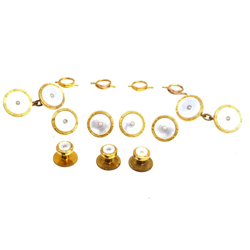 Mid Century Gold Gilt Mother of Pearl Dress Set