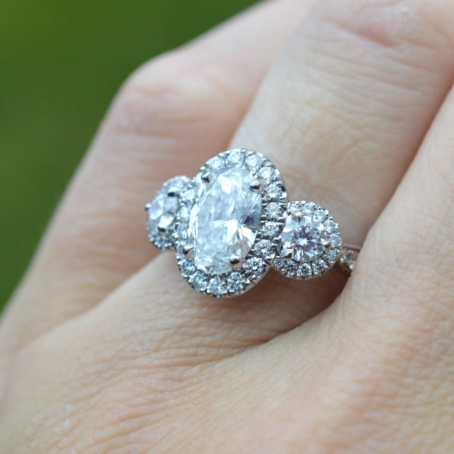 Modern Three Stone Diamond Cluster Ring | Parkin and Gerrish | Antique & Vintage Jewellery