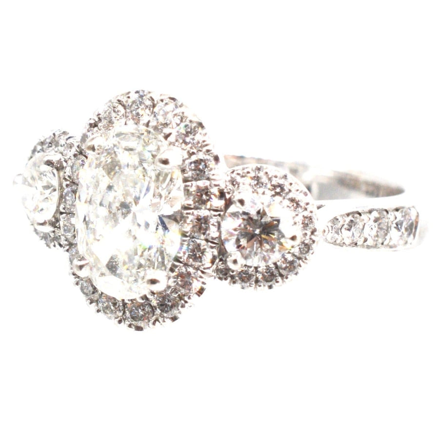 Modern Three Stone Diamond Cluster Ring | Parkin and Gerrish | Antique & Vintage Jewellery