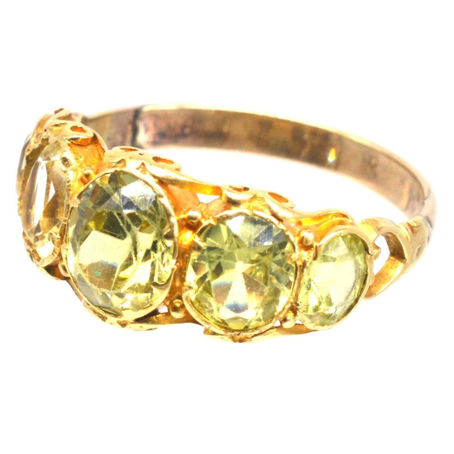 Regency 15ct Gold Ring Set with Five Chrysolites | Parkin and Gerrish (UK)