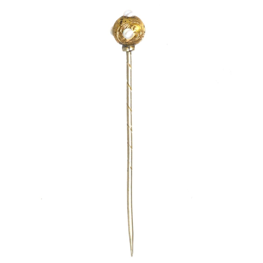 Regency Pearl and Gold Ball Tie Pin | Parkin and Gerrish | Antique & Vintage Jewellery