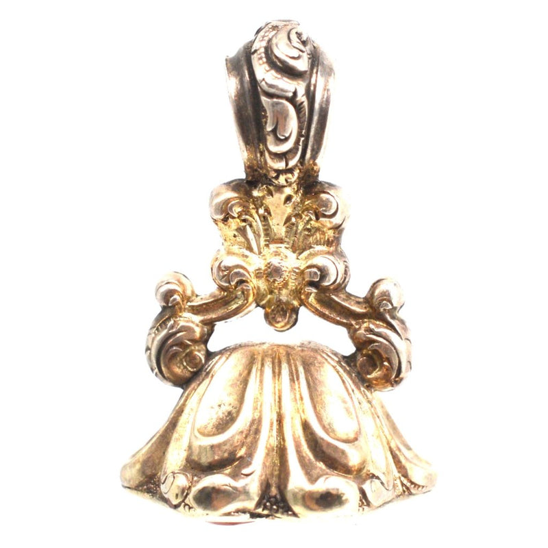 Small Regency Gold-Cased Seal with Carnelian Intaglio Engraved ‘T’