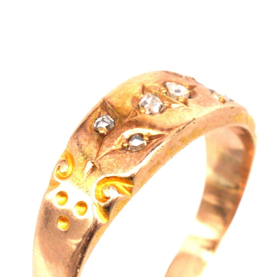 Victorian 15ct Gold Band Ring with Rose Cut Diamonds | Parkin and Gerrish (UK)