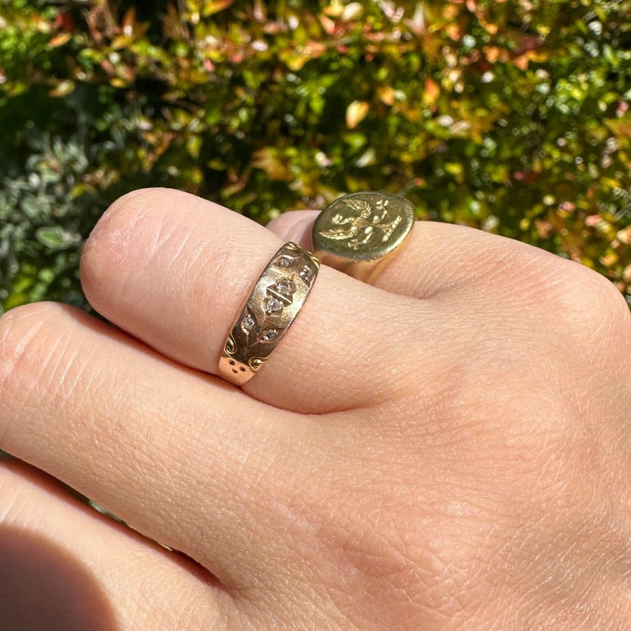 Victorian 15ct Gold Band Ring with Rose Cut Diamonds | Parkin and Gerrish (UK)