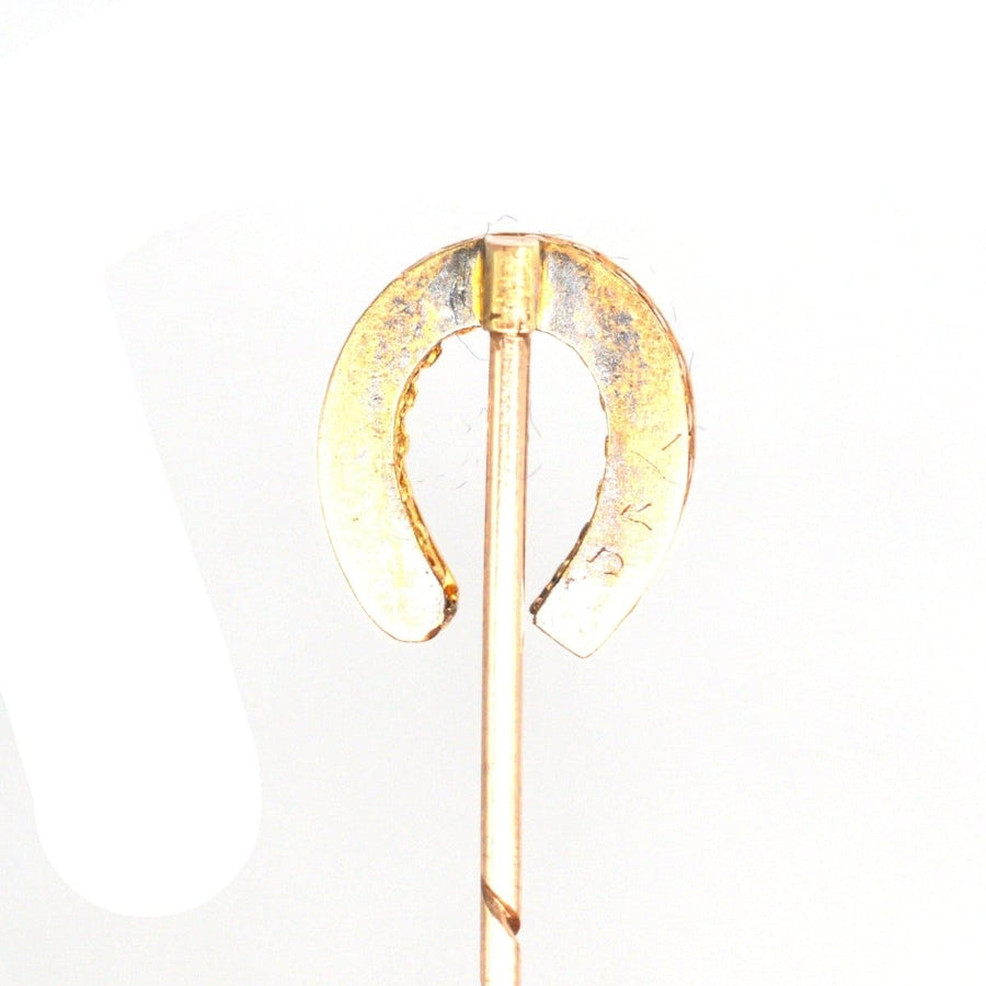 Victorian 15ct Gold Ruby and Diamond Horseshoe Tie Pin | Parkin and Gerrish | Antique & Vintage Jewellery